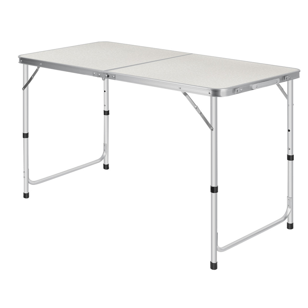 4FT Folding Camping Table - Portable Aluminum Lightweight Picnic Table with Adjustable Height, Heavy Duty Foldable Utility Table with Carry Handle for Outdoor, Indoor, Backyard, Beach, and BBQ