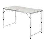 4FT Folding Camping Table - Portable Aluminum Lightweight Picnic Table with Adjustable Height, Heavy Duty Foldable Utility Table with Carry Handle for Outdoor, Indoor, Backyard, Beach, and BBQ