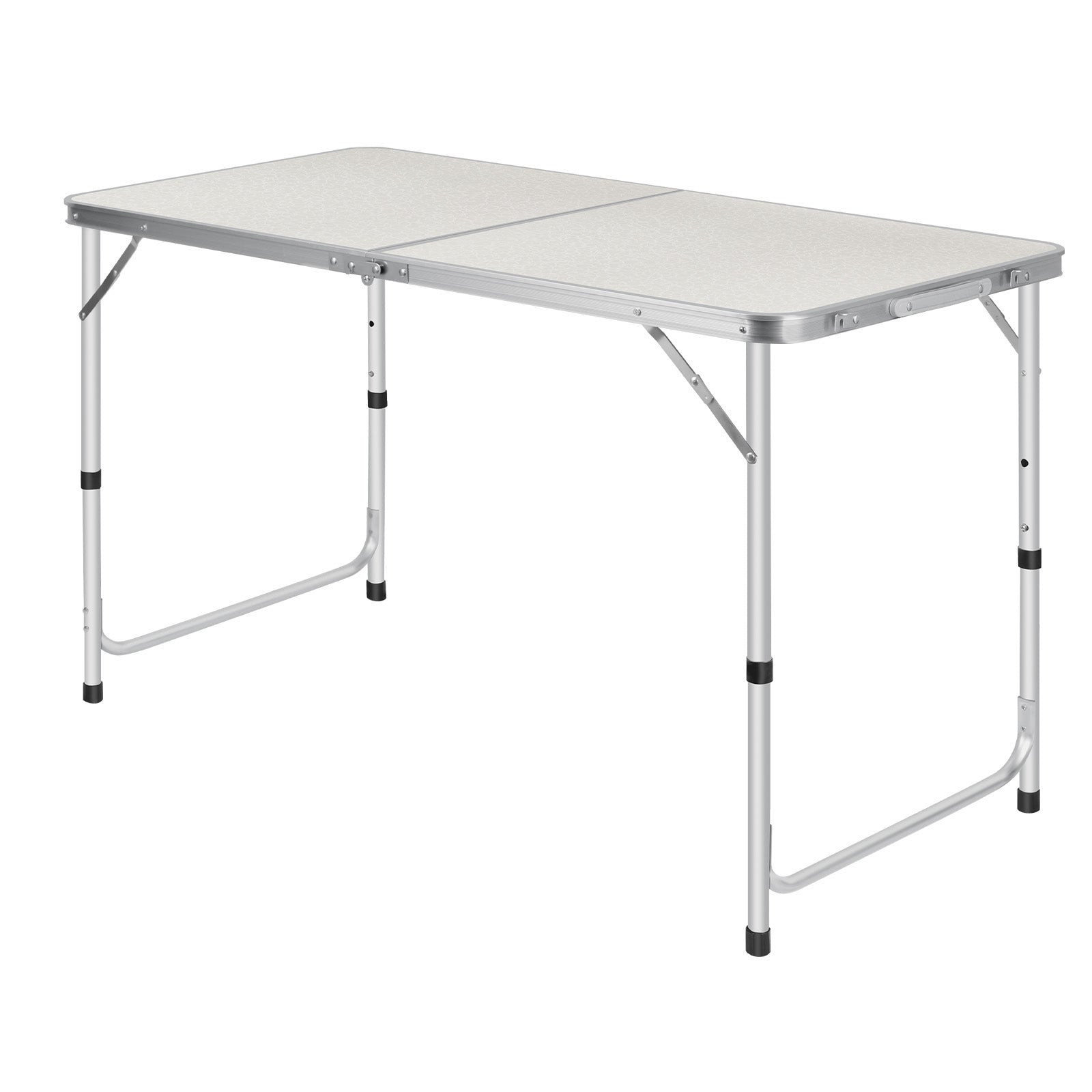 4FT Folding Camping Table - Portable Aluminum Lightweight Picnic Table with Adjustable Height, Heavy Duty Foldable Utility Table with Carry Handle for Outdoor, Indoor, Backyard, Beach, and BBQ