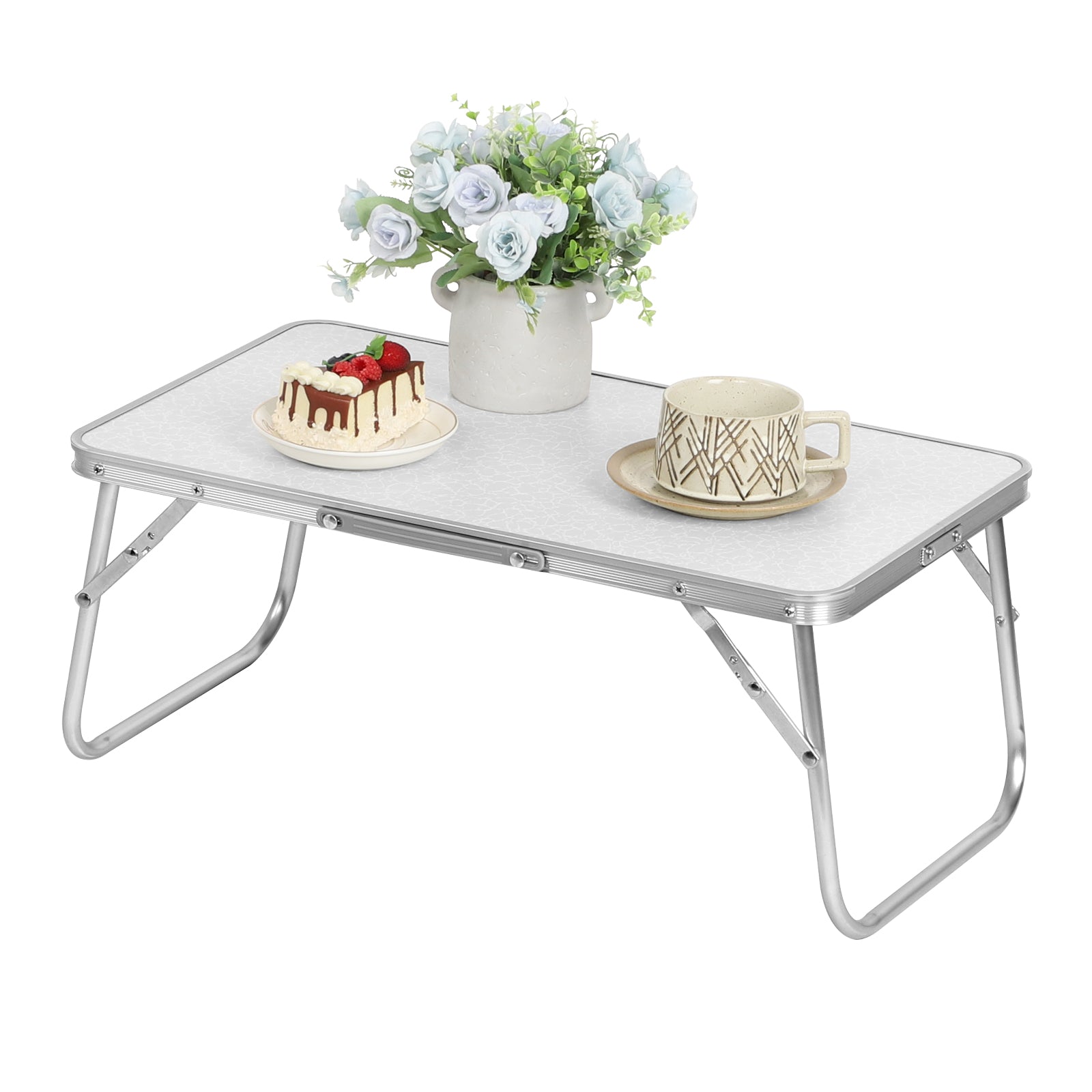 22-Inch Portable Folding Beach Table - Lightweight Aluminum Mini Picnic Table with Handle - Compact Outdoor Side Table for Camping & BBQ
