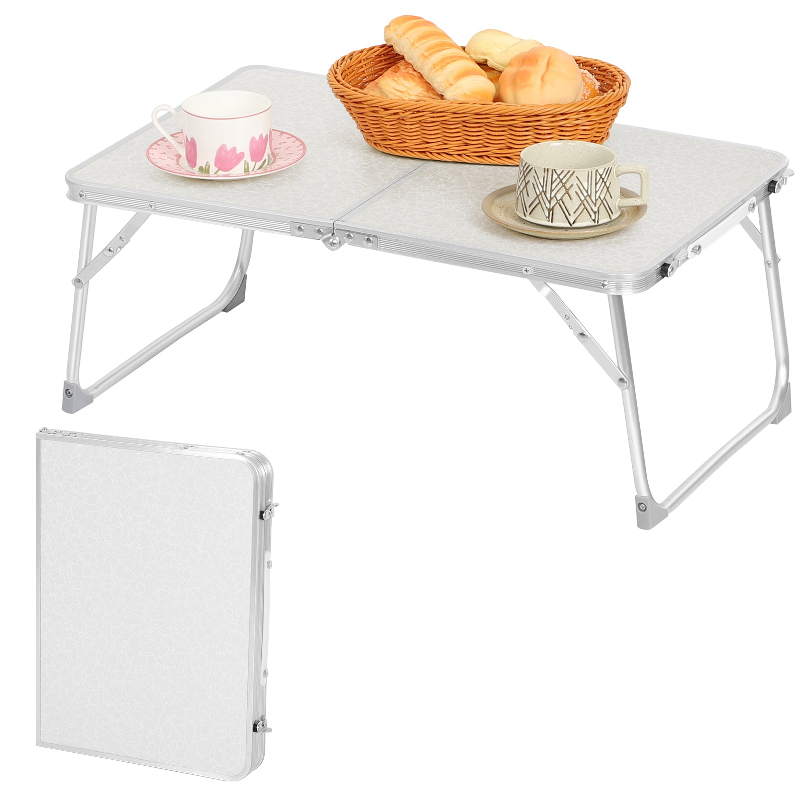 24-Inch Folding Aluminum Camping Table - Portable Low Picnic Table for Outdoor & Indoor Use - Lightweight Small Table for Tailgating & Garden