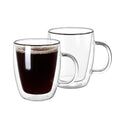 16.9oz Double Wall Glass Coffee Mugs - Insulated Clear Glass Cups with Handles, Set of 2 for Hot & Cold Drinks