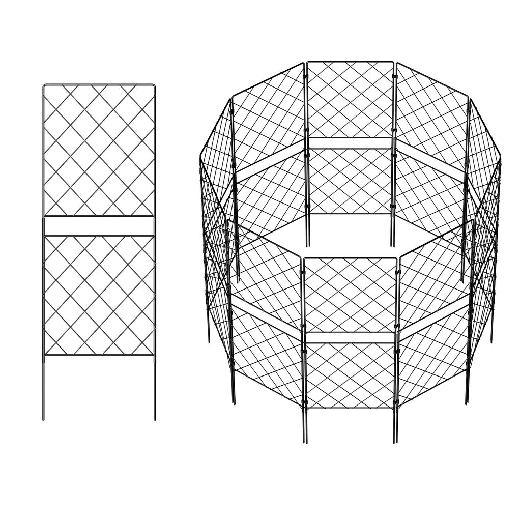 10-Pack Square Decorative Garden Fence - 37.5inch High Rustproof Metal Animal Barrier - Outdoor Garden Edging & Boundary Fencing for Dogs & Rabbits