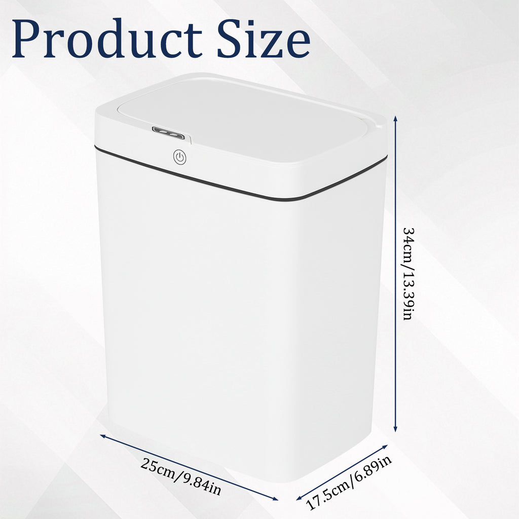 4-Gallon Touchless Smart Bathroom Trash Can - Automatic Motion Sensor Garbage Bin with Lid - Slim Waterproof Plastic Trash Can for Office & Kitchen