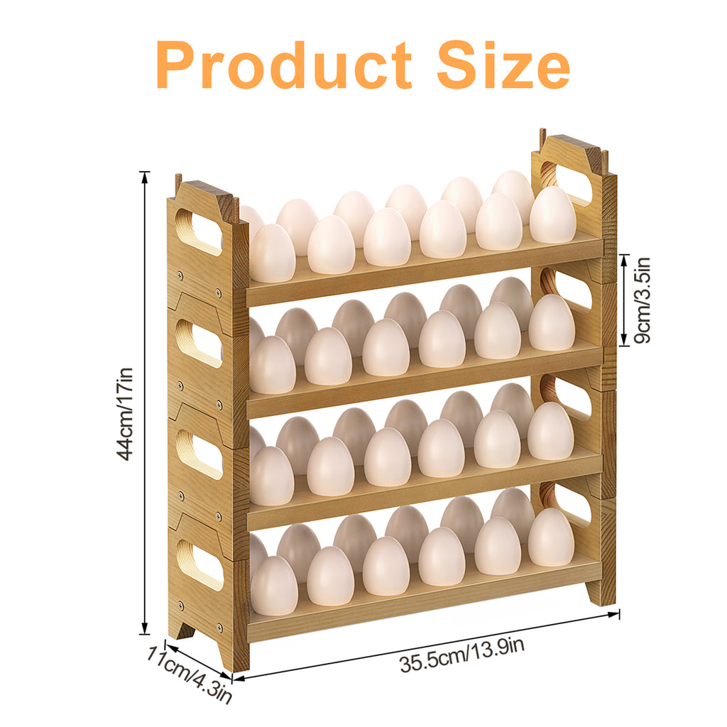 2-Tier Wooden Egg Holder for Countertop - Stackable Fresh Egg Storage Rack - Rustic Farmhouse Kitchen Organizer for up to 24 Eggs