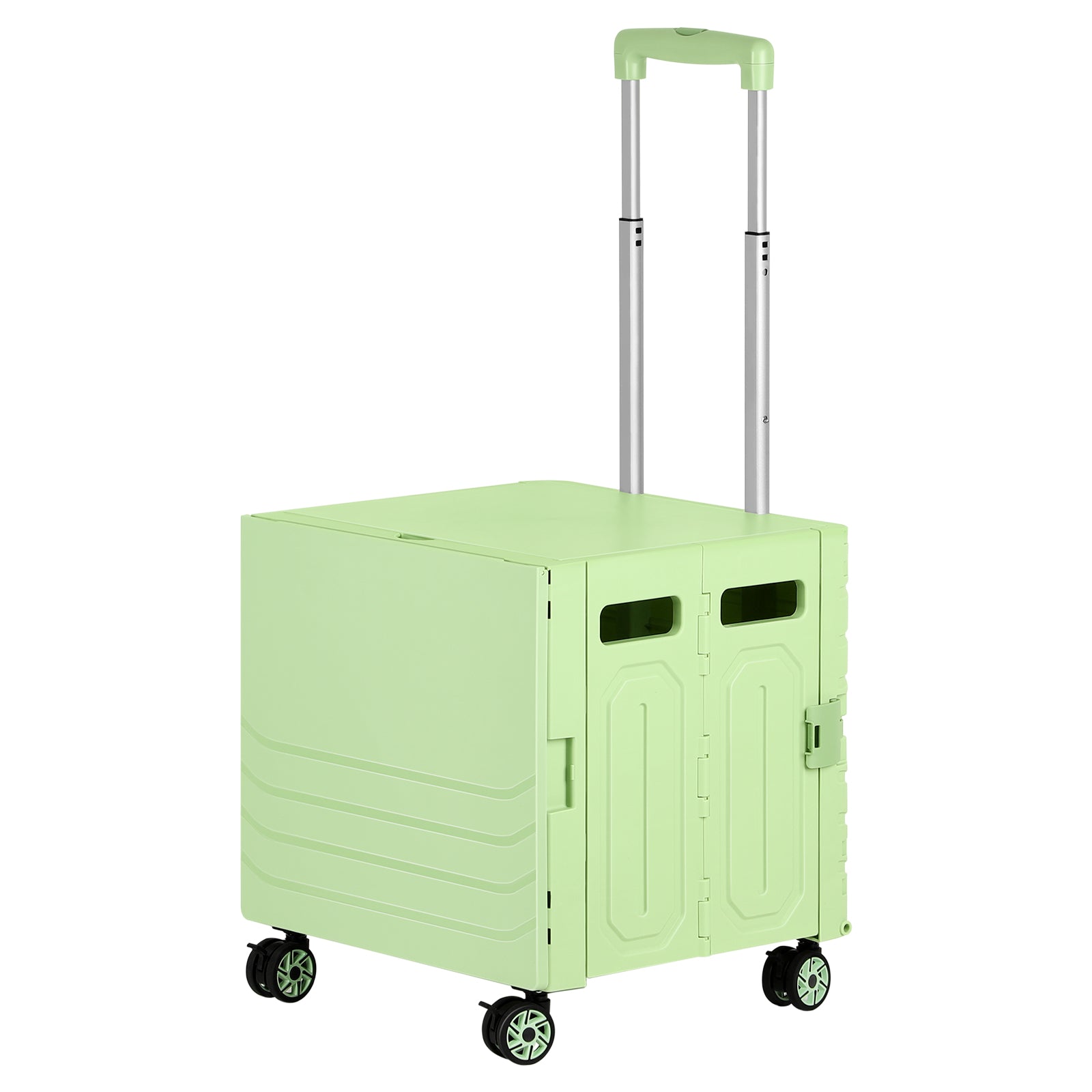 Portable Folding Shopping & Utility Cart - 4-Wheeled Collapsible Rolling Crate with Telescoping Handle - Heavy-Duty Moving Trolley for Groceries