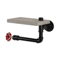 Steampunk Industrial Pipe Toilet Paper Holder with Red Valve，Wall-Mounted Creative Tissue Dispenser with Shelf.