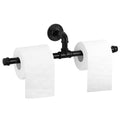 Industrial Dual-Post Pipe Toilet Paper Holder — Wall-Mounted Double Roll Tissue Rack for Bathroom and Kitchen.