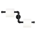 Stepped Industrial Pipe Double Toilet Paper Holder，Heavy-Duty Cast Iron Wall-Mounted Dual Tissue Rack.