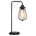 Vintage Industrial Table Lamp with Marble Base — Black Metal Nightstand Light for Office and Bedroom.