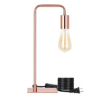 Neala Rose Gold Industrial Desk Lamp，Small Metal Nightstand Reading Lamp for Dorm and Bedroom.
