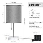 Modern Marble Base Bedside Lamp with Grey Shade， Elegant Nightstand Lamp for High-End Interiors.