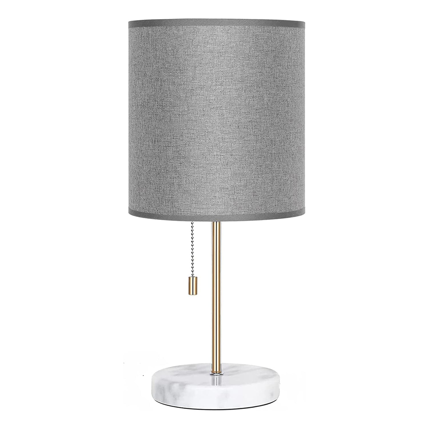 Small Marble Base Bedside Lamp with Gold Accents， Modern Nightstand Light for Kids Room and Office.