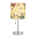 Modern Leaf Pattern Bedside Table Lamp， Decorative Printed Fabric Nightstand Lamp for Decor.