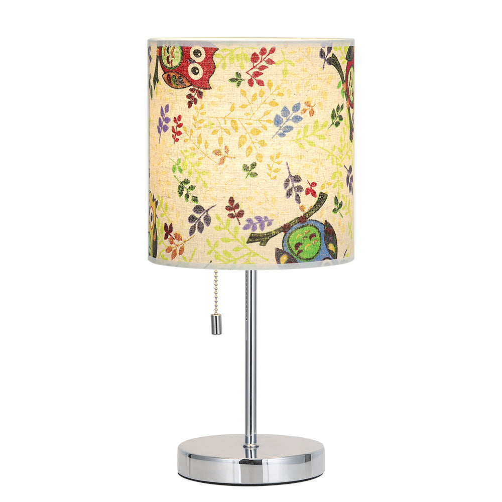 Modern Leaf Pattern Bedside Table Lamp， Decorative Printed Fabric Nightstand Lamp for Decor.