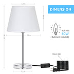 Modern Acrylic Base Bedside Lamps (Set of 2)， Transparent Nightstand Lights with White Shade.