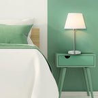Modern Acrylic Base Bedside Lamps (Set of 2)， Transparent Nightstand Lights with White Shade.