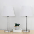 Modern Acrylic Base Bedside Lamps (Set of 2)， Transparent Nightstand Lights with White Shade.