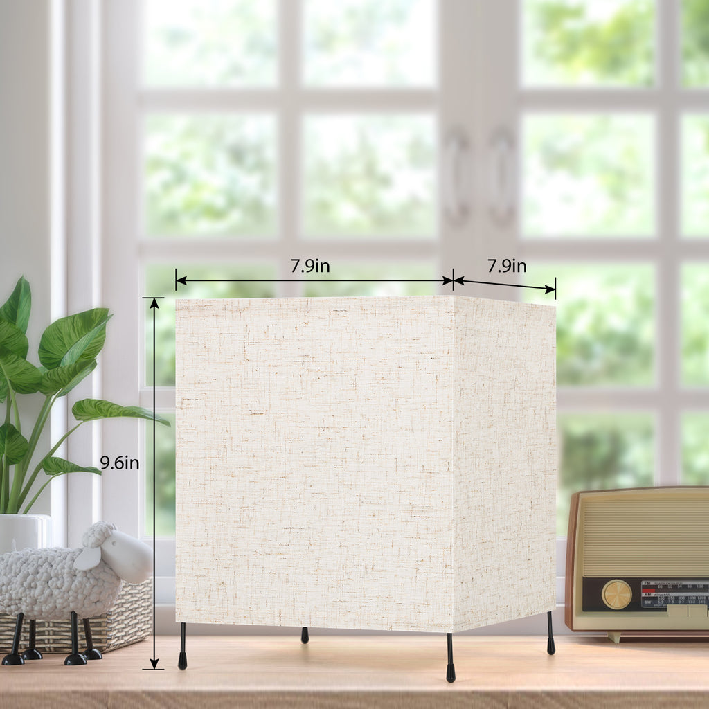 Modern Square Tripod Table Lamp Set (Set of 2), Geometric Bedside Nightstand Lights for Kids.