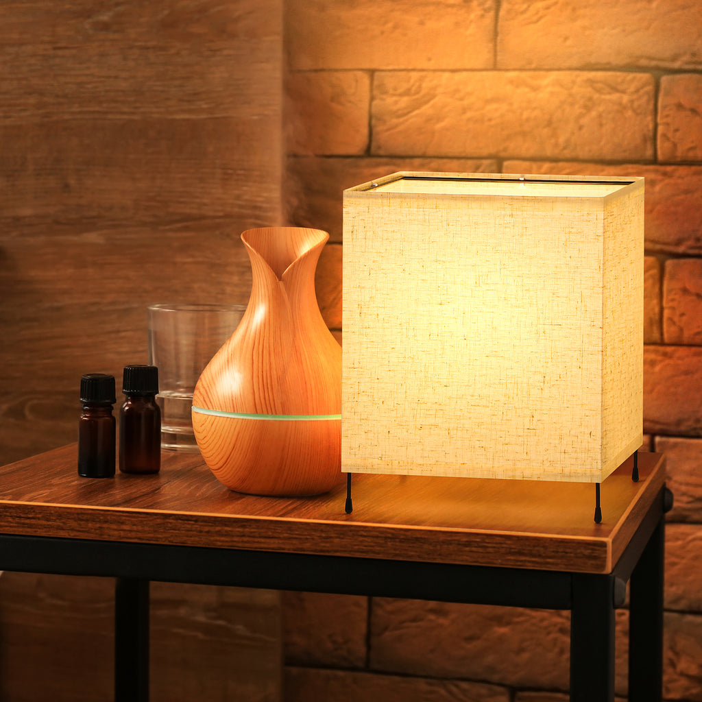Modern Square Tripod Table Lamp Set (Set of 2), Geometric Bedside Nightstand Lights for Kids.
