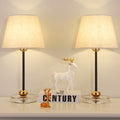 Modern Nightstand Lamp Set with Unique Metal Base， Decorative Bedside Lamps with Gold Ball Accent.