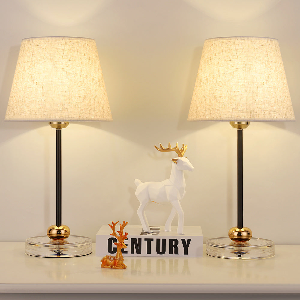 Modern Nightstand Lamp Set with Unique Metal Base， Decorative Bedside Lamps with Gold Ball Accent.
