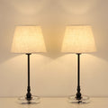 Modern Black Metal & Acrylic Table Lamps (Set of 2)， Sleek Nightstand Lights for Bedrooms.