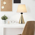Modern Gold Hammered Metal Base Table Lamps (Set of 2， Elegant Tapered Nightstand Lamps.