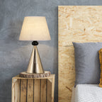 Modern Gold Hammered Metal Base Table Lamps (Set of 2， Elegant Tapered Nightstand Lamps.