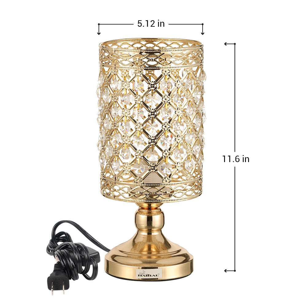 Modern Cylindrical K9 Crystal Side Table Lamp, Luxury Nightlight Desk Lamp for Bedroom & Dining Room