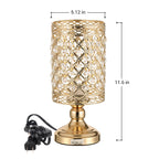Modern Cylindrical K9 Crystal Side Table Lamp, Luxury Nightlight Desk Lamp for Bedroom & Dining Room
