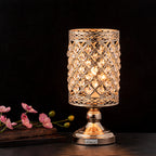 Modern Cylindrical K9 Crystal Side Table Lamp, Luxury Nightlight Desk Lamp for Bedroom & Dining Room