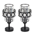 Set of 2 Sophisticated Crystal Nightstand Lights with Sleek Dark Bases, Contemporary Decorative Lighting for Sleep Areas and Shared Living Spaces