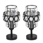 Set of 2 Sophisticated Crystal Nightstand Lights with Sleek Dark Bases, Contemporary Decorative Lighting for Sleep Areas and Shared Living Spaces