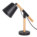 Vintage Wood and Metal Desk Lamp with Adjustable Shade for Bedroom and Office Reading