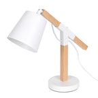 Vintage Wood and Metal Desk Lamp with Adjustable Shade for Bedroom and Office Reading