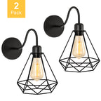 2pack modern wall lamps, black metal cage wall lamps for bathrooms, swivel industrial wall lamps for bathrooms, dressing tables, bedrooms, mirrors, garages (without bulbs)