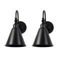 Set of 2 Industrial Wall Sconces, 180Â¡Ã£ Adjustable Matte Black Farmhouse Wall Lamps, Vintage Style Wall Light Fixtures with Arching Arm for Bedroom, Garage, Porch, Kitchen