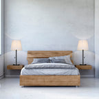 Pair of Dual Nightstand Lamps with Cloth Shades, Steel Foundations, and Integrated Pull Cords for Bedside and Living Area Lighting