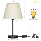 Twin Set of Compact Nightstand Lights with Cream Cloth Shades and Iron Bases, Ideal for Bedrooms and Nursery Spaces