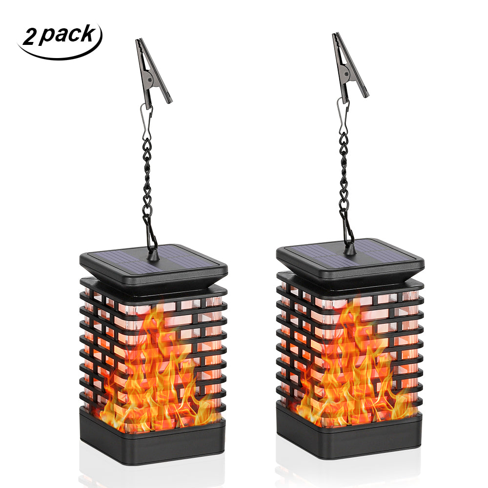 Pair of Weatherproof Exterior Solar-Powered Hanging Lanterns for Garden and Patio Illumination