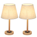 Set of 2 Contemporary Bedroom Nightstand Lamps - Linen Fabric Shade Desk Lights for Living Room, Nursery, and Dormitories