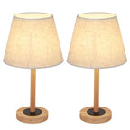 Set of 2 Contemporary Bedroom Nightstand Lamps - Linen Fabric Shade Desk Lights for Living Room, Nursery, and Dormitories