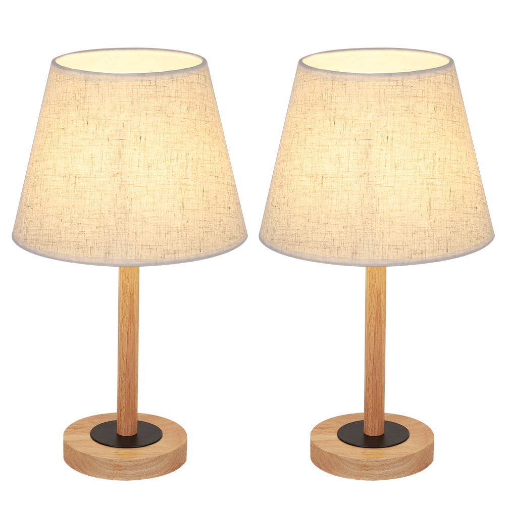 Set of 2 Contemporary Bedroom Nightstand Lamps - Linen Fabric Shade Desk Lights for Living Room, Nursery, and Dormitories