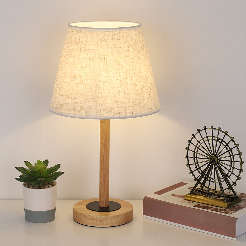 Set of 2 Contemporary Bedroom Nightstand Lamps - Linen Fabric Shade Desk Lights for Living Room, Nursery, and Dormitories