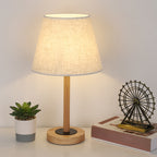 Set of 2 Contemporary Bedroom Nightstand Lamps - Linen Fabric Shade Desk Lights for Living Room, Nursery, and Dormitories