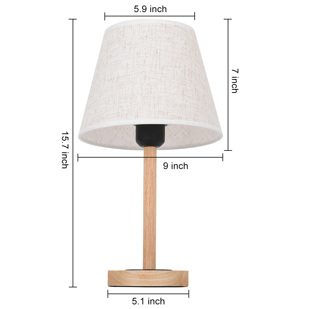 Set of 2 Contemporary Bedroom Nightstand Lamps - Linen Fabric Shade Desk Lights for Living Room, Nursery, and Dormitories