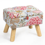 Round Storage Ottoman w/ Reversible Tray Lid - Upholstered Footrest Pouf for Living Room/Dorm, Red