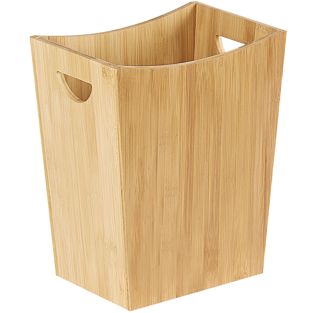Minimalist Farmhouse Waste Basket, 2 Gallon Rectangle Wooden Trash Container, Decorative Open-Top Garbage Can with Side Cutout Handles for Bathroom Vanity, Bedroom Nightstand, Kitchen Countertop