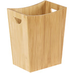 Minimalist Farmhouse Waste Basket, 2 Gallon Rectangle Wooden Trash Container, Decorative Open-Top Garbage Can with Side Cutout Handles for Bathroom Vanity, Bedroom Nightstand, Kitchen Countertop